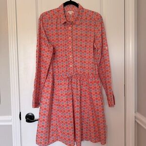 Gap Geometric Print Long Sleeve Medium Shirt Dress